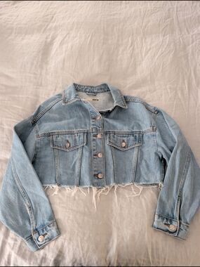 Topshop Light Blue Cropped Denim Jacket